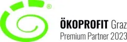 Ihr seht das Logo "Ökoprofit Premium Partner 2023".