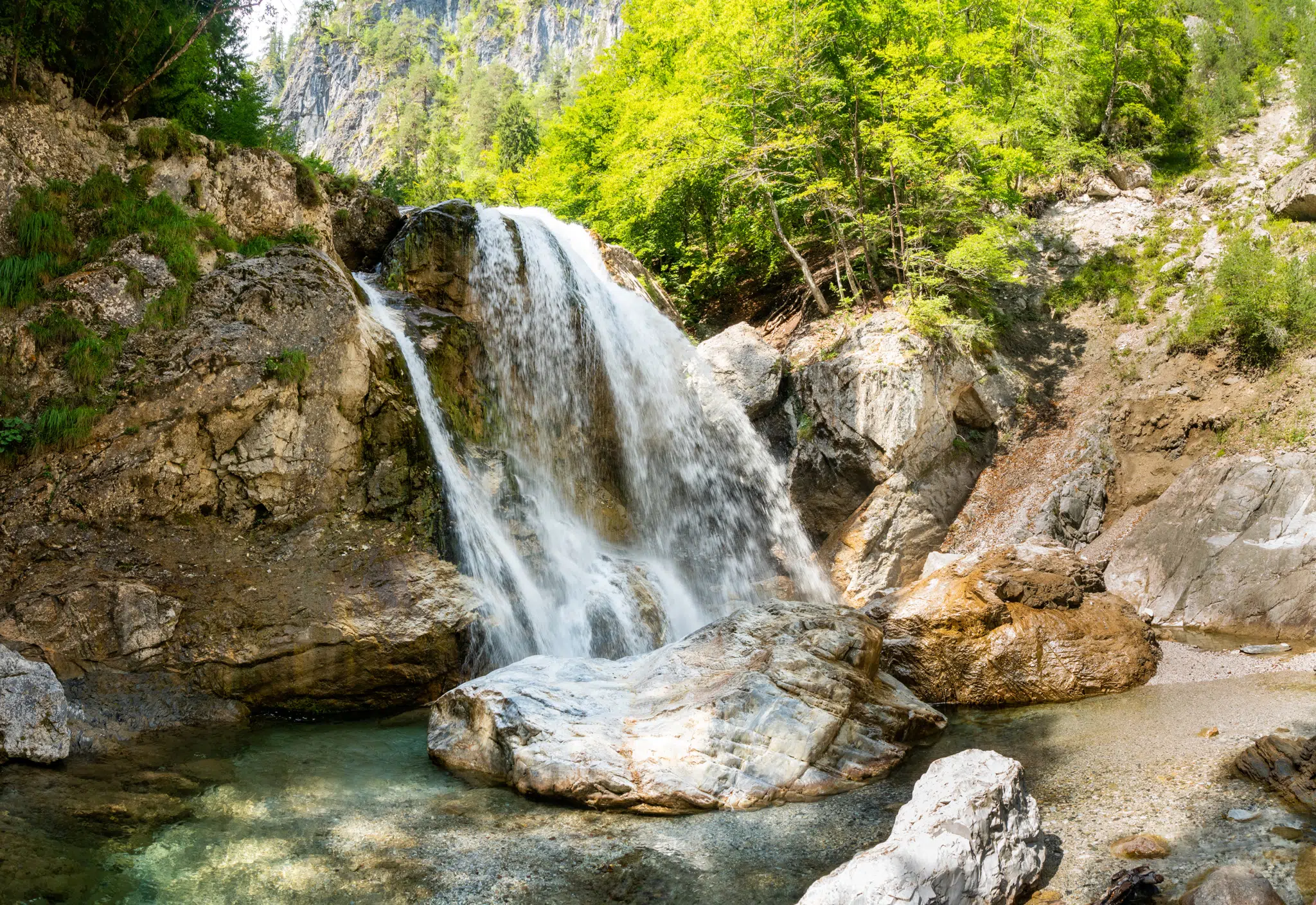 Beautiful waterfall in the Garnitzenklamm close to Hermagor in Carinthia, Austria.