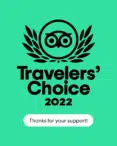 Ihr seht das Logo vom Travelers' Choice Award von TripAdvisor aus dem Jahr 2022.