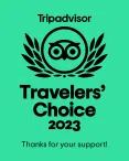 Ihr seht das Logo der Tripadvisor Travelers' Choice 2023 Auszeichnung.