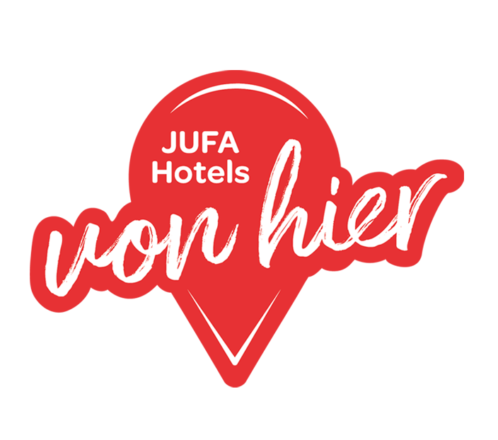 Ihr seht das Logo Regionalität - von hier - von den JUFA Hotels.