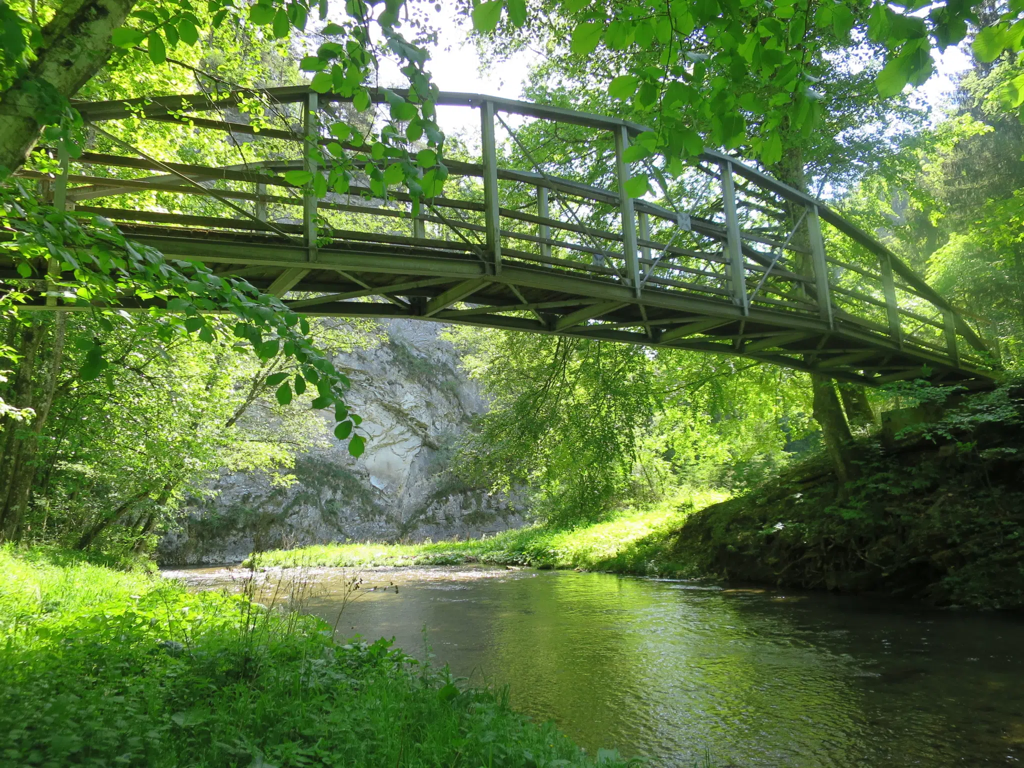 Ihr seht eine Brücke in der Raabklamm in der Oststeiermark. JUFA Hotels bietet euch den Ort für erlebnisreichen Natururlaub für die ganze Familie.