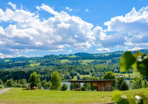 Ihr seht den Pibersteinsee in der Lipizzanerheimat.