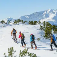 Skitourengeher in der verschneiten Landschaft